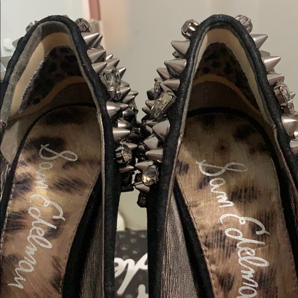 Sam Wdelman S-Lorissa Black Suede Heels - Picture 7 of 8